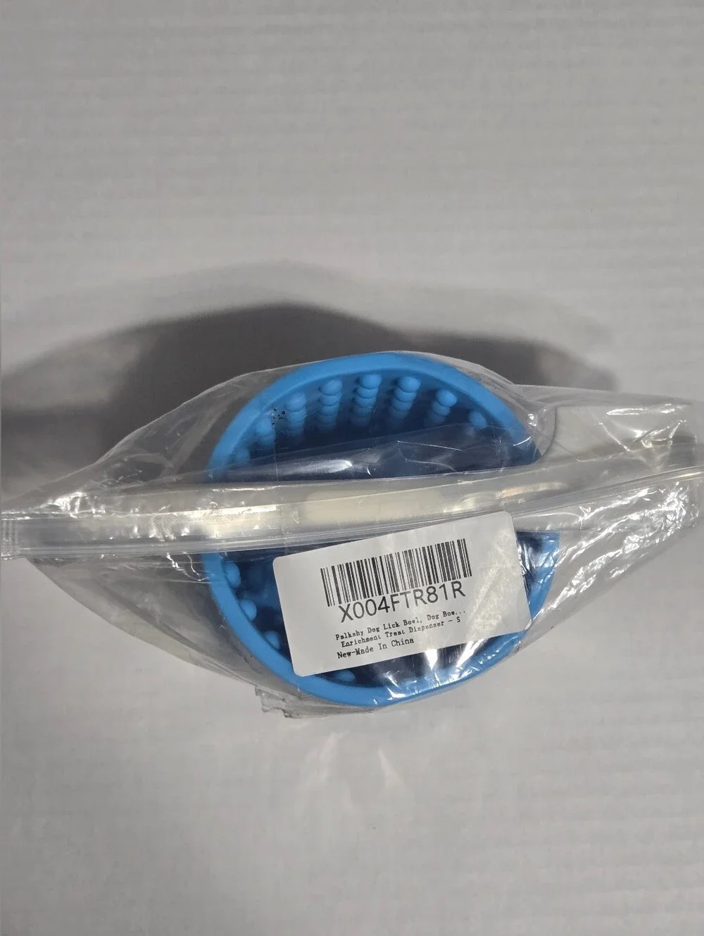 Dog Lick Bowl Slow Feeder Treat Dispenser w/ Spatula Stainless Steel Blue Small